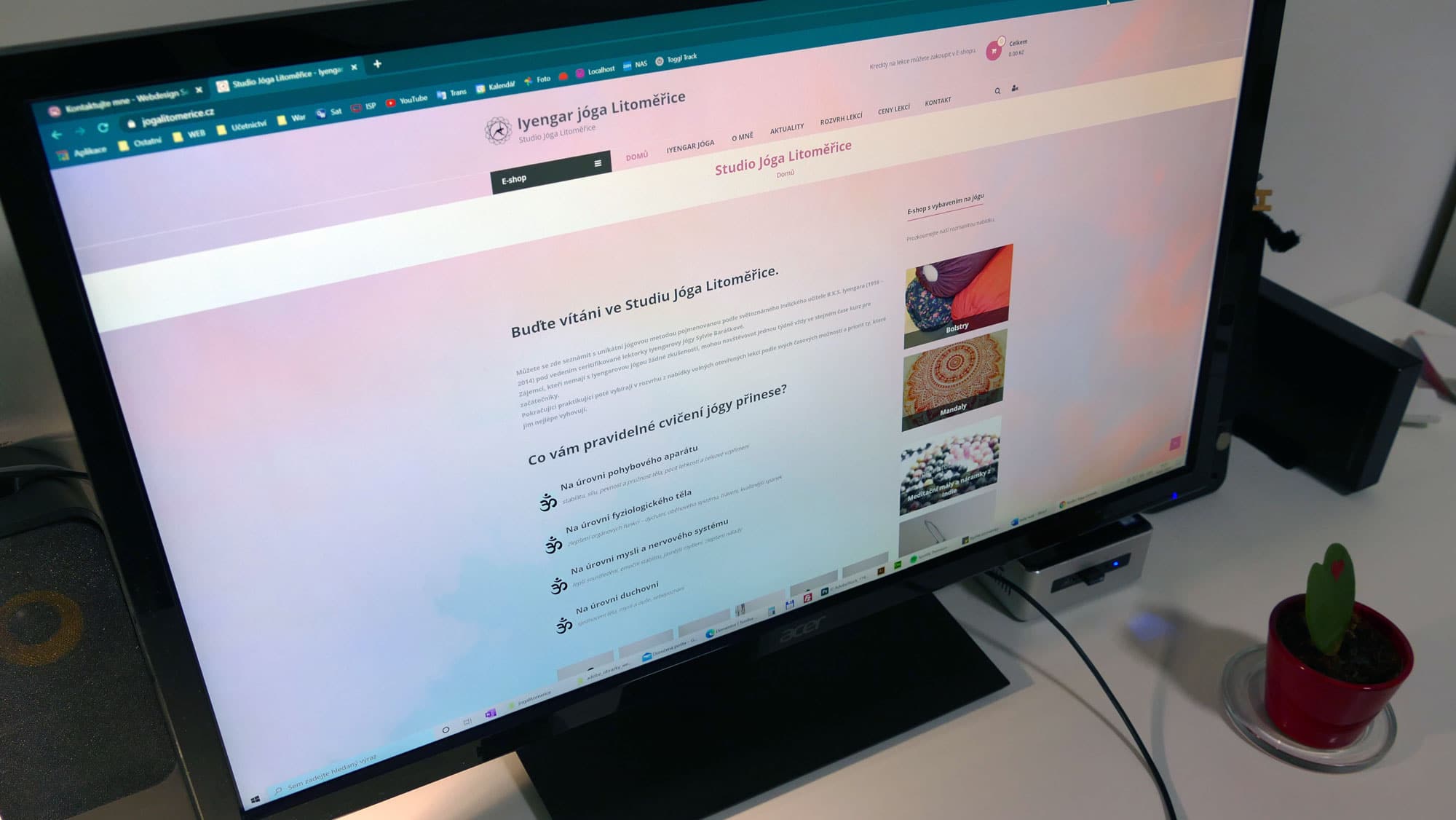 Desktopové zobrazení webu Jóga Litoměřice